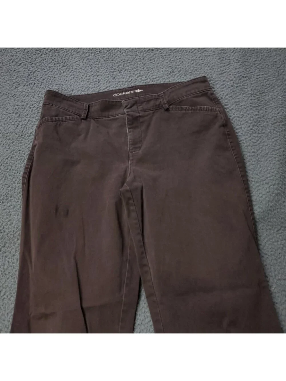 Dockers Pants Womens Size 10 Short 32x26 Brown Chino Khaki Wide Leg Cuff LL y2K